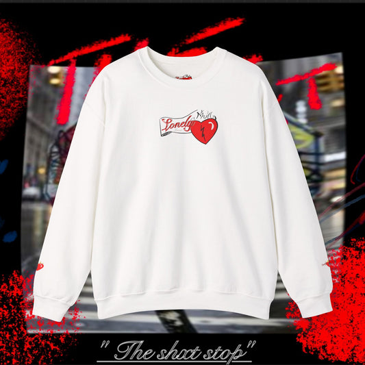Lonely Lover Heart Crewneck Sweatshirt — Graphic Back Print Pullover