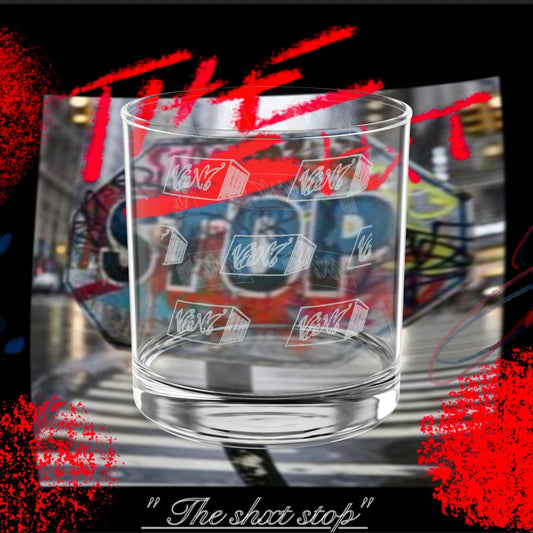 Engraved Whiskey Glass 10.5oz — "Vent" Scattered Print