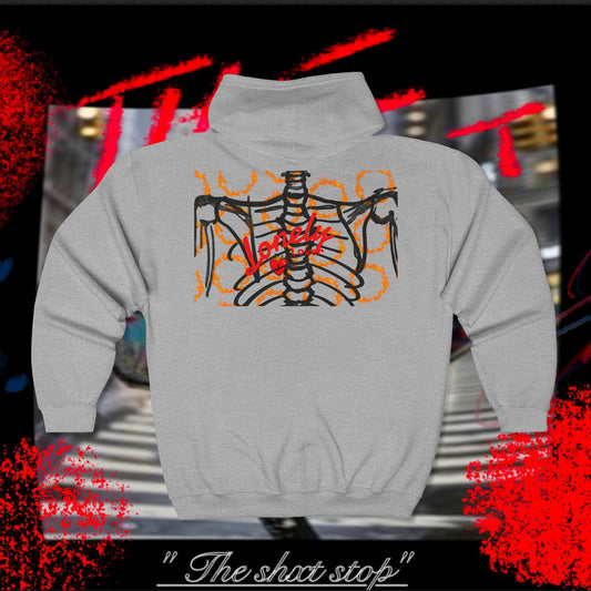 Lonely Lover Zip Hoodie — ‘You Can’t Enjoy the Light Without the Darkness’ Street Art Sweatshirt